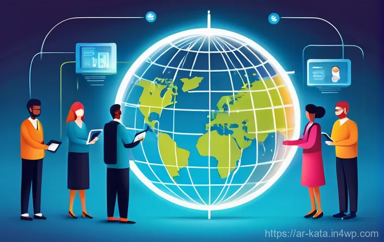 개인 데이터 보호와 데이터 주권 - A dynamic, action-oriented illustration titled "Building Digital Protection." The scene features a p...