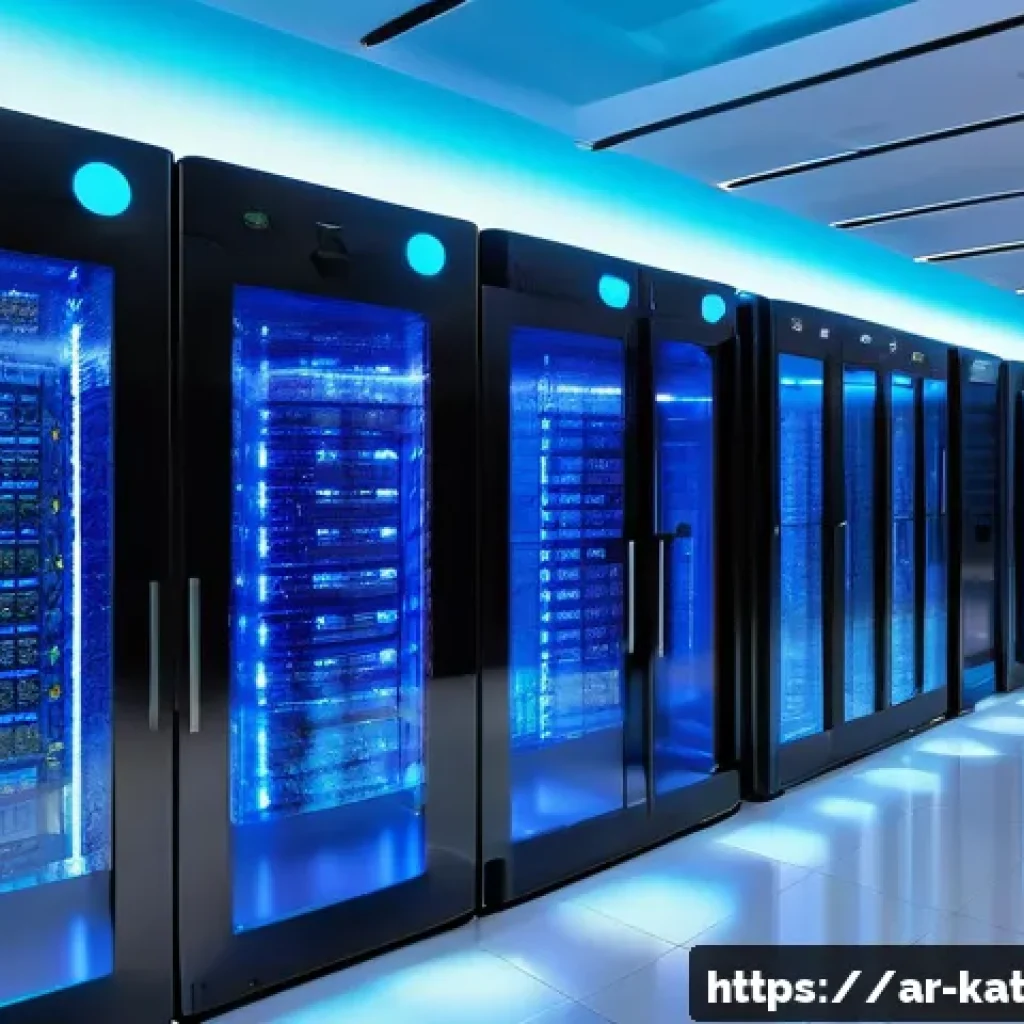 데이터 주권 이슈를 해결하기 위한 기술 - A modern Middle Eastern data center interior, showcasing advanced cloud computing infrastructure wit...