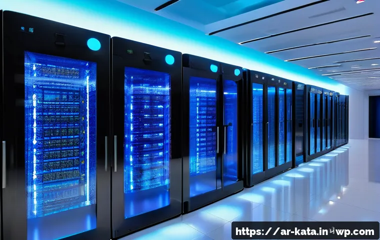 데이터 주권 이슈를 해결하기 위한 기술 - A modern Middle Eastern data center interior, showcasing advanced cloud computing infrastructure wit...