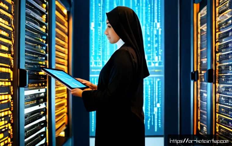 데이터 주권과 데이터 포렌식 - Photorealistic modern data sovereignty scene in a secure Middle Eastern data center, Arab cybersecur...