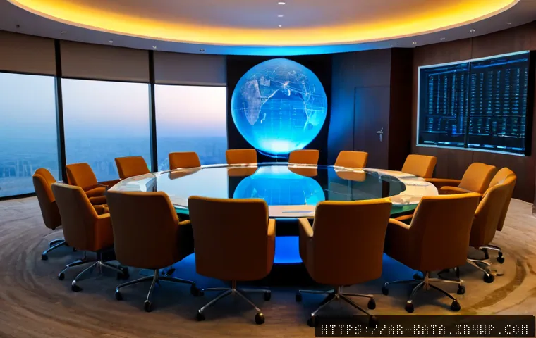 데이터 주권을 위한 국제 협상 전략 - Photorealistic international data sovereignty negotiation in a refined Gulf-region conference room, ...
